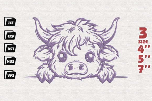 Baby Cow Peeking Embroidery