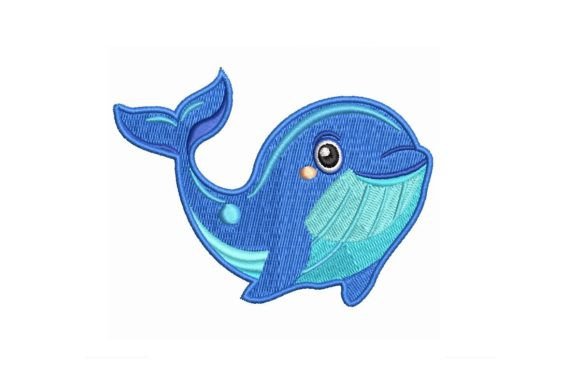 Blue Whale Embroidery Design