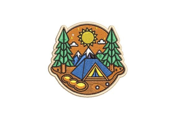 Campsite Colored Embroidery Design