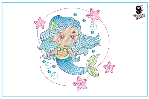 Cute Baby Mermaid Embroidery