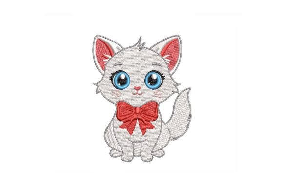 Cute Cat with Bow Tie Embroidery Design