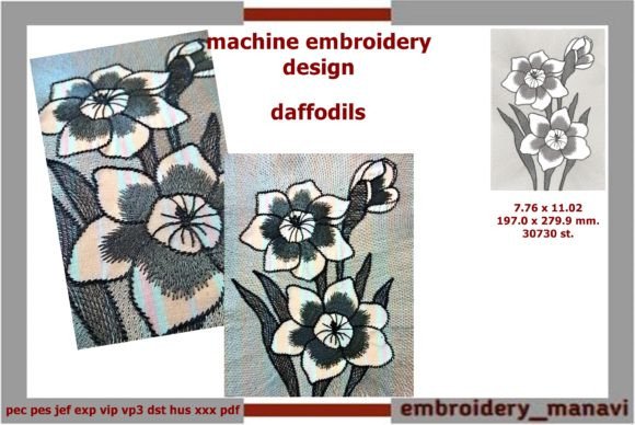 Daffodils Embroidery Design
