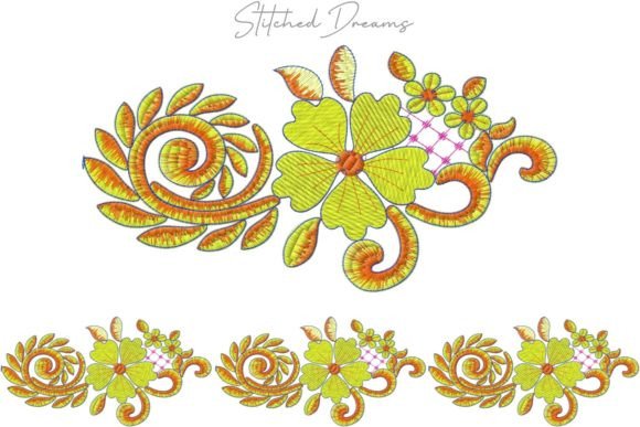 Exquisite Floral Motif Embroidery Border
