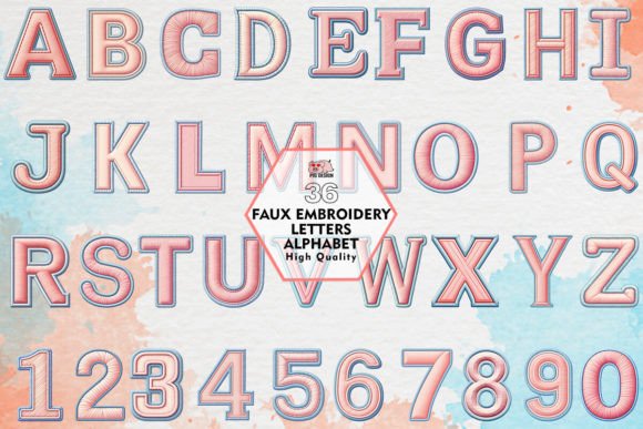 Faux Embroidery Letters Alphabet