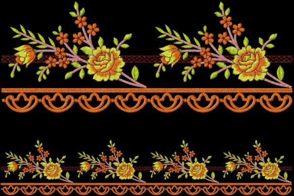Floral Borders and Motifs Embroidery