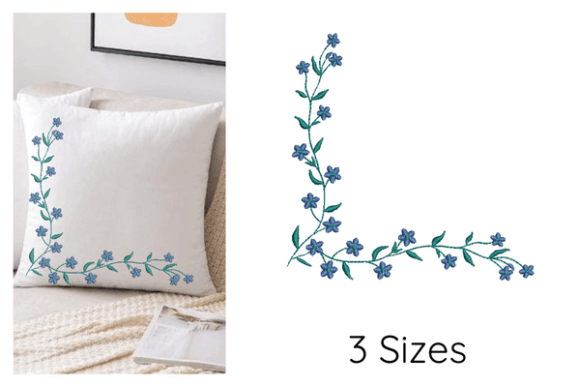 Floral Corner Embroidery Design