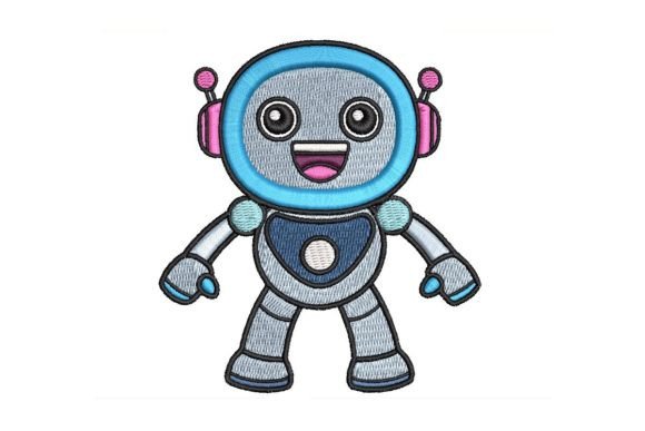 Joyful Robot Embroidery Design