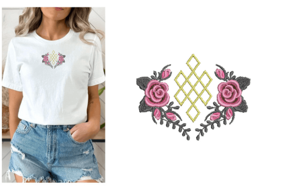 Lattice Pearl Rose Embroidery Designs