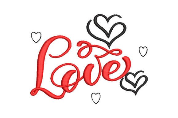 Letter Love with Heart Embroidery Design