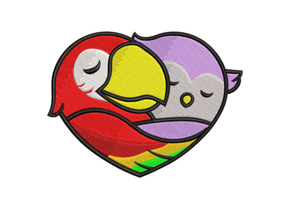 Lovebird Heart Embroidery Design