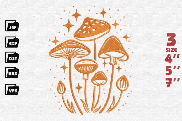 Mushrooms and Stars Embroidery