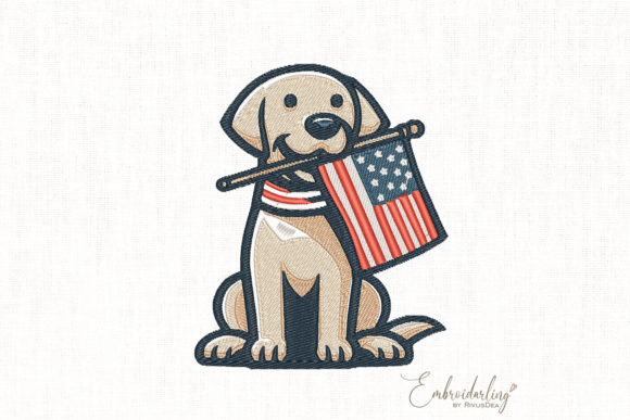 Patriotic Dog Embroidery File