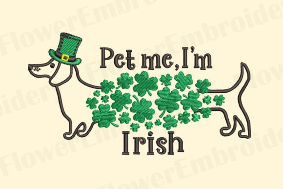 St. Patrick’s Day Embroidery Dachshund Dog