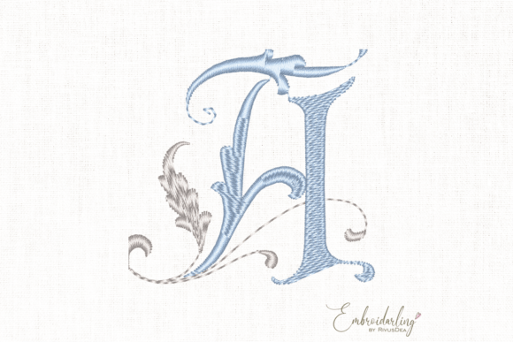 Vintage Floral a, Machine Embroidery Letter