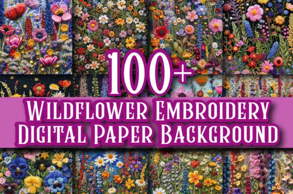 Wildflower Embroidery Digital Papers